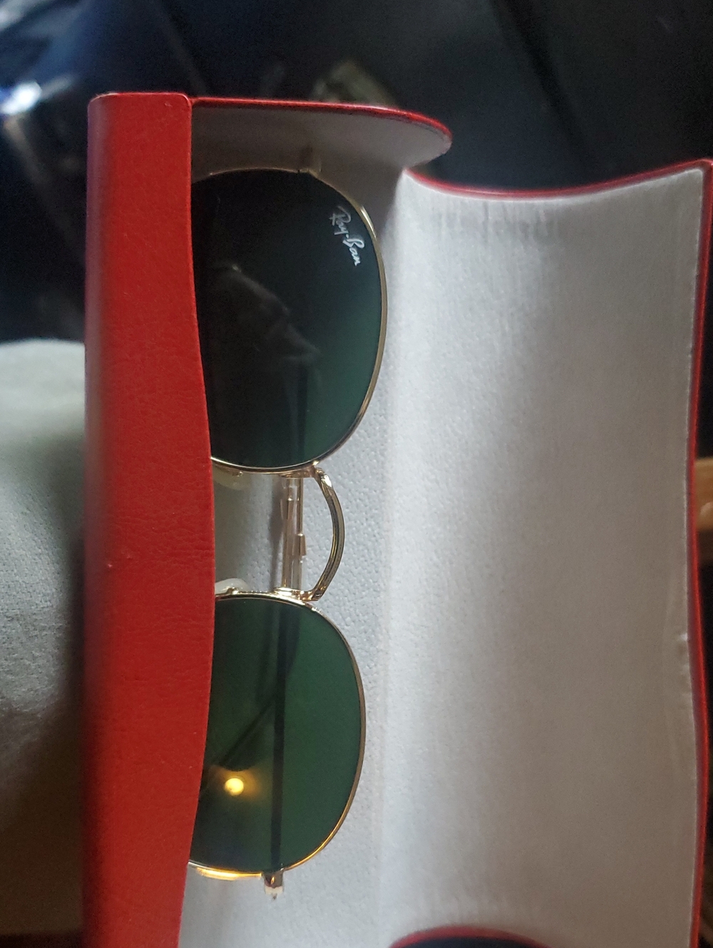 Ray-Ban Gold Frame Green Lens Round Sunglasses